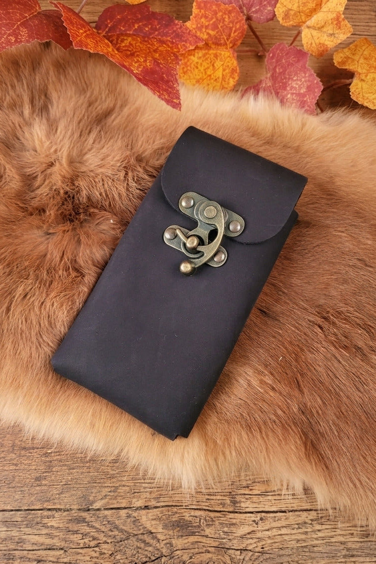 Leather Belt Pouch for Smartphone with Latch Hook