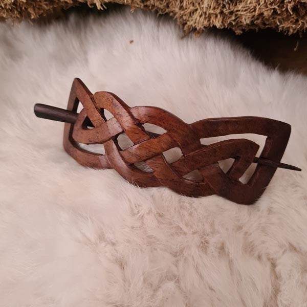 Hair Clip Celtic Knot made of Rosewood - Hand-Carved