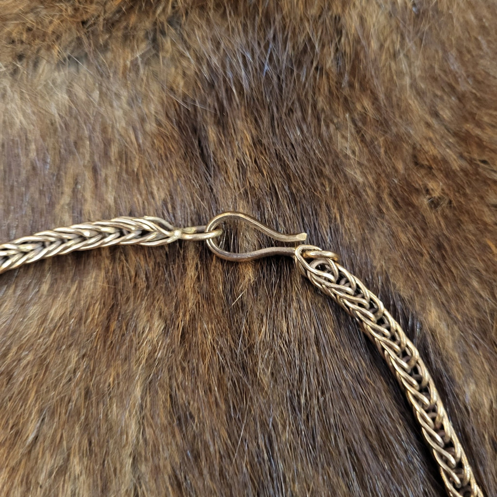 Viking necklace with dragon heads in bronze 55 cm