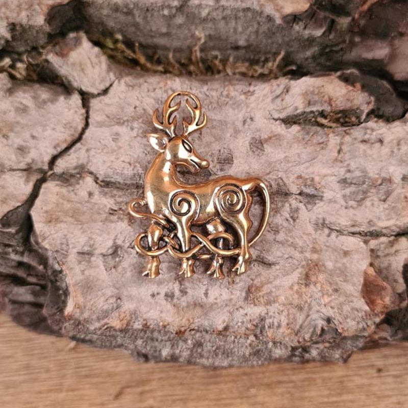Celtic brooch, stag, bronze