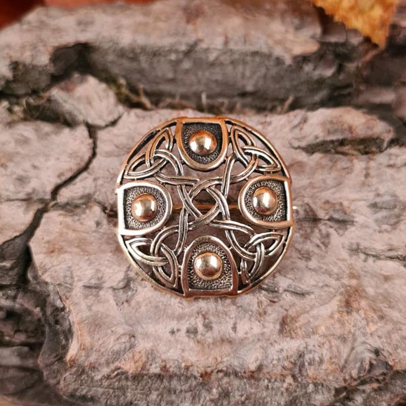 Celtic Brooch Cross of the Elements Made of Bronze