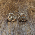Celtic Triskele Stud Earrings with Horse Heads Made of Bronze
