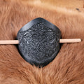 Celtic leather hair clip with embossing and wooden stick