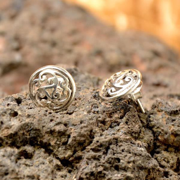 Celtic Triskele Stud Earrings in Silver
