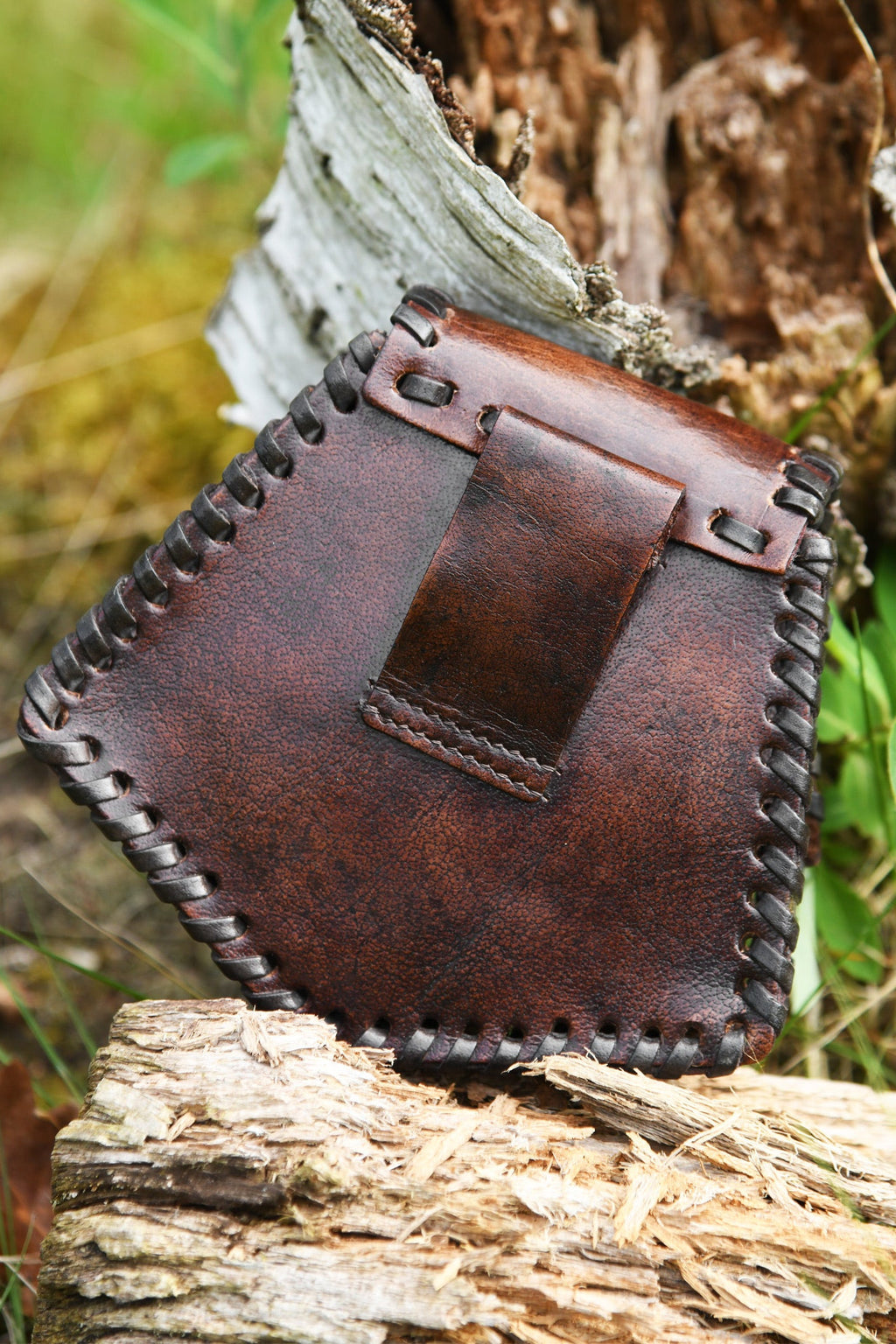 Celtic Leather Belt Pouch with Celtic Cross