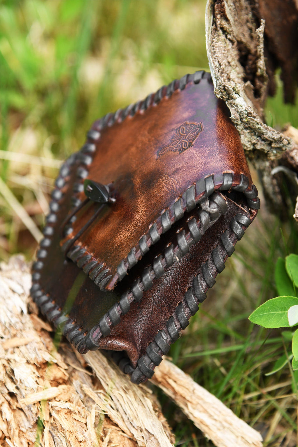 Celtic Leather Belt Pouch with Celtic Cross