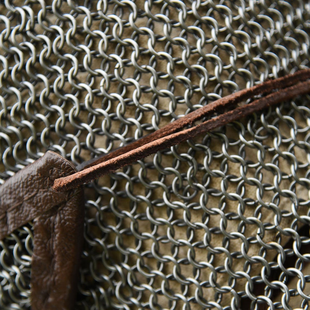 Chainmail coif with face guard made of spring steel