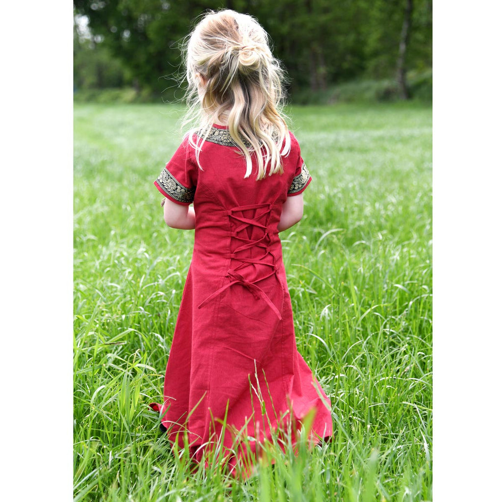 Children's medieval dress with trim, short-sleeved