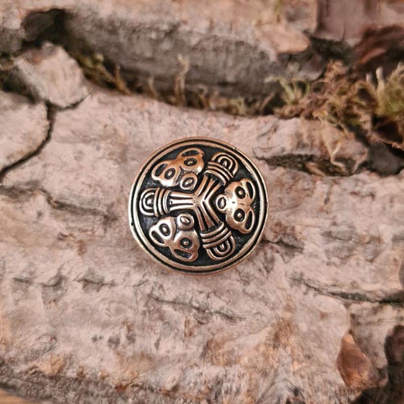Small Viking disc brooch Birka in Borre style made of bronze - Replica