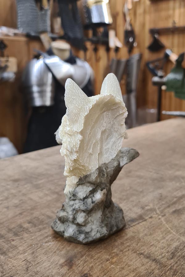 Kleine Büste Wolfskopf Wächter des Nordens - handbemalt
