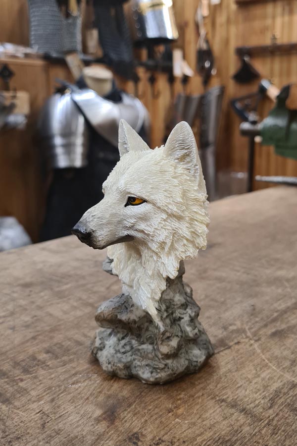 Kleine Büste Wolfskopf Wächter des Nordens - handbemalt