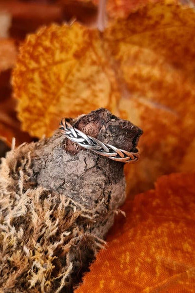 Small braided silver ring