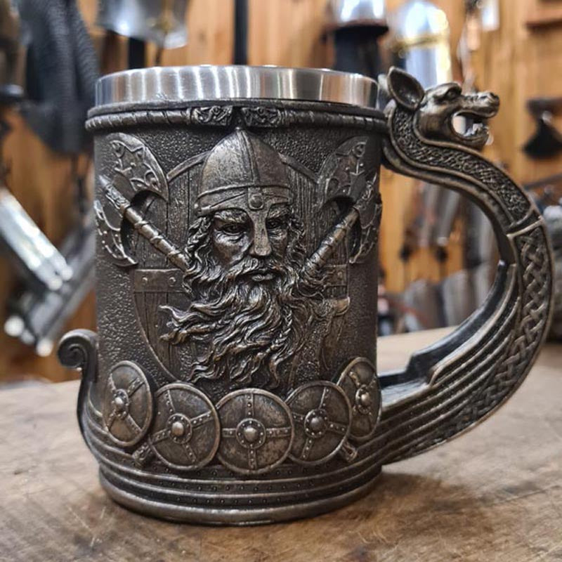 Krug Wikinger Drachenboot mit Edelstahleinsatz