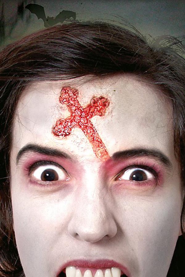 Kruzifix Latexapplikation für Halloween und LARP