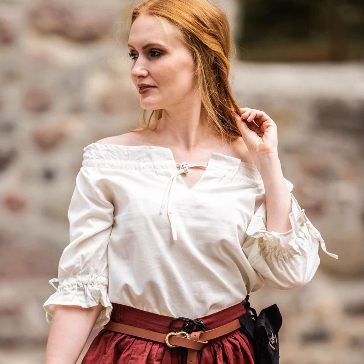 LARP Short-Sleeved Blouse with Lacing