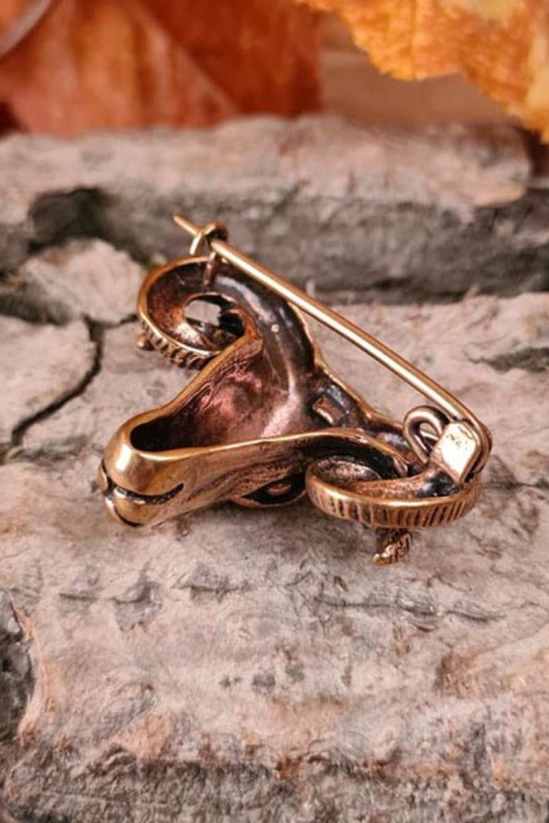 LARP Bronze Ram Head Brooch