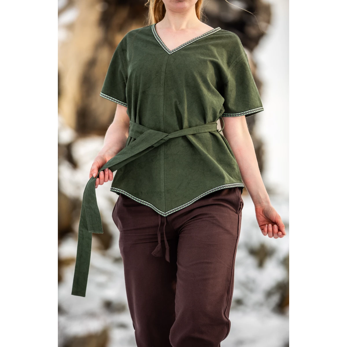 LARP Tunika Klingenmaid mit Borte kurzarm