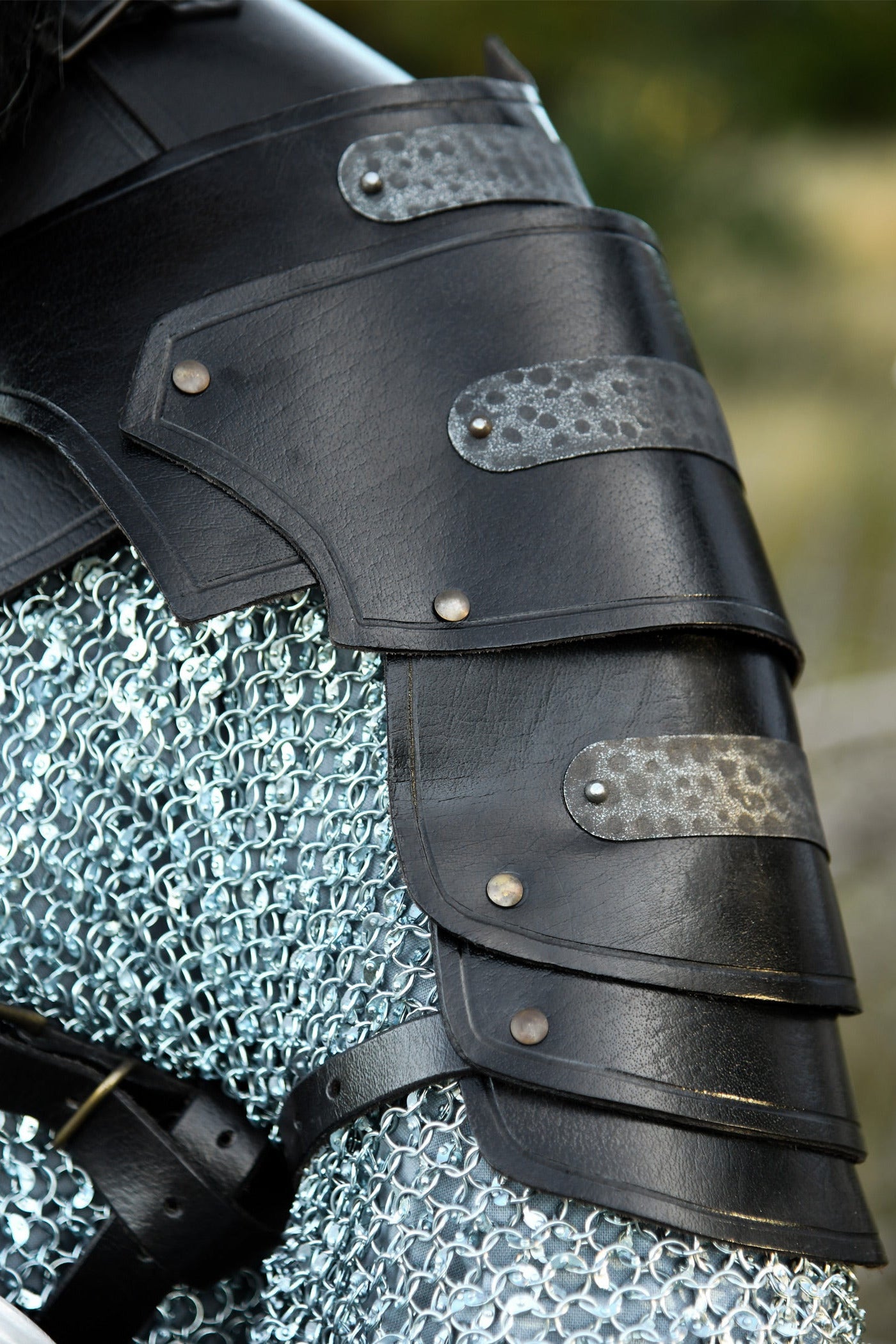 LARP Leather Shoulder Guard made from Buffalo Leather