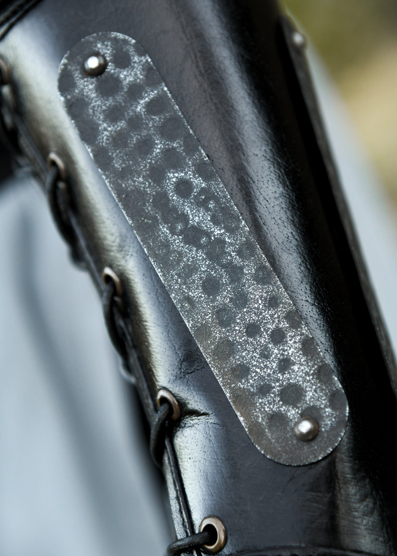 LARP Leather Bracers with Metal Strips Pair