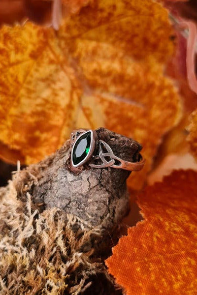 LARP Ring with Green Zircon Made of Silver