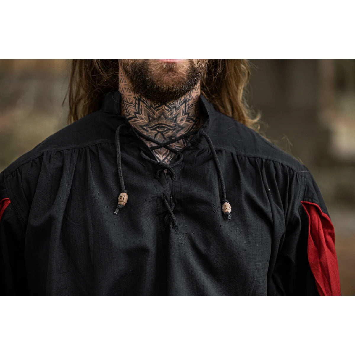 Landsknechthemd schwarz rot