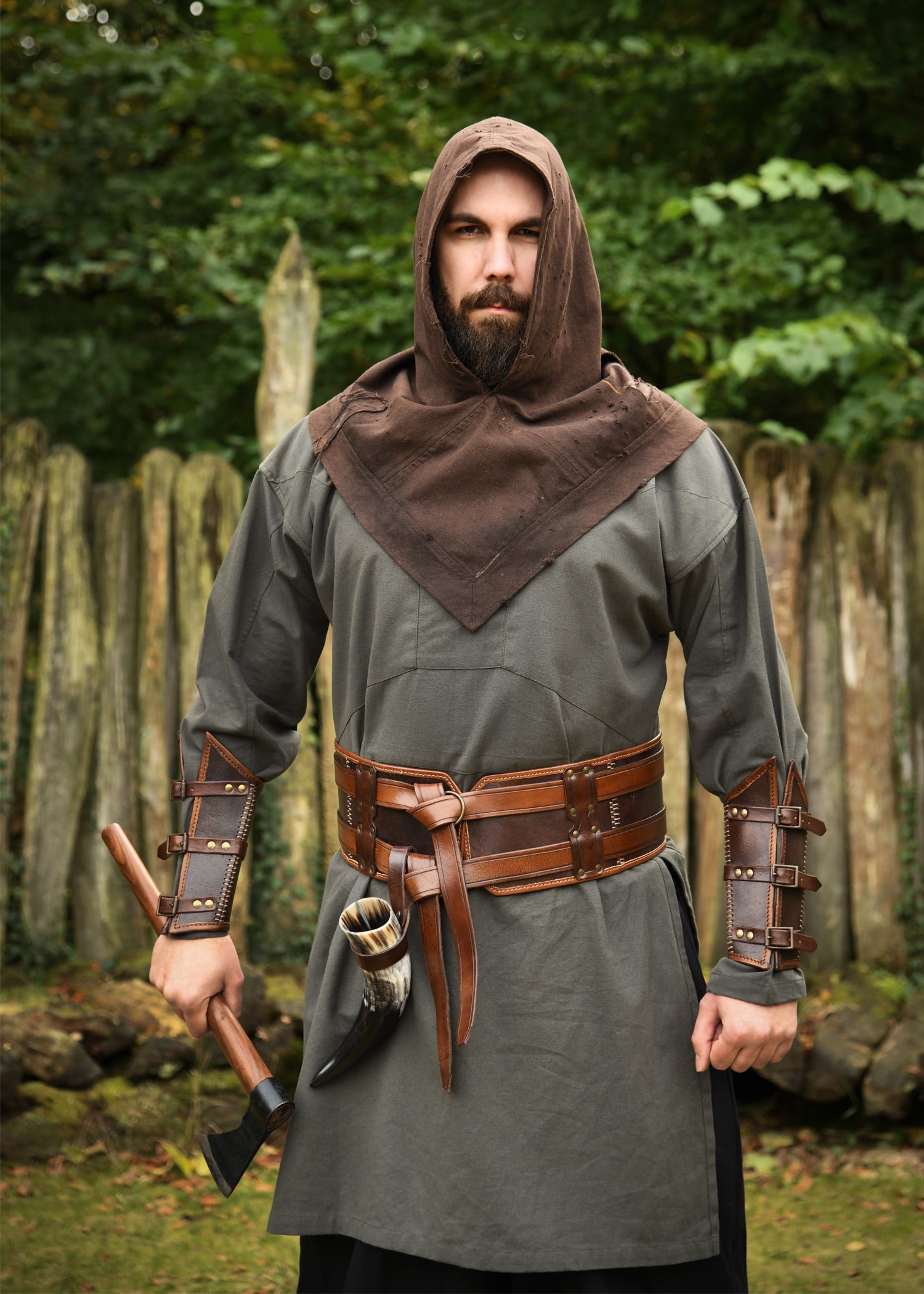 Lederarmschützer mit Schnallen Paar braun