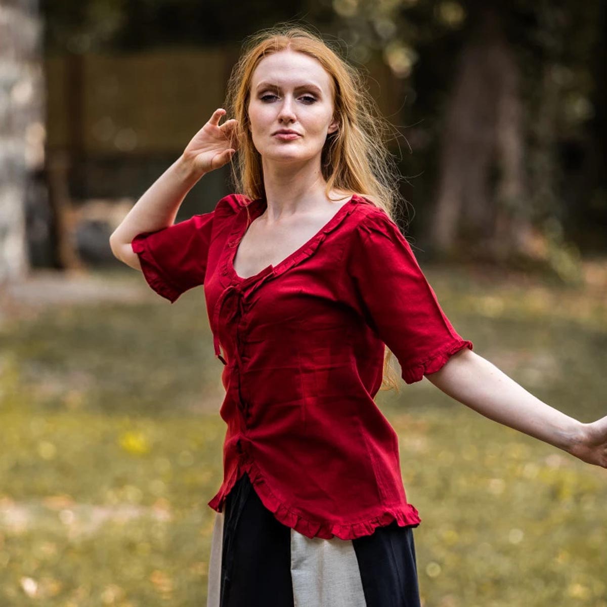Medieval Blouse with Ruffles, Short Sleeve