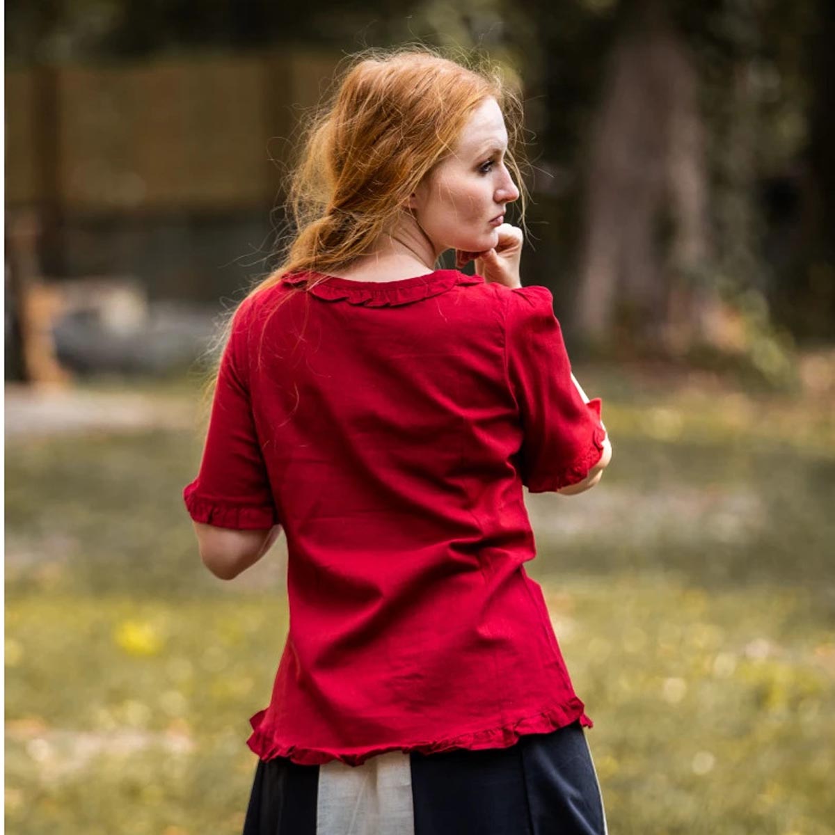 Medieval Blouse with Ruffles, Short Sleeve