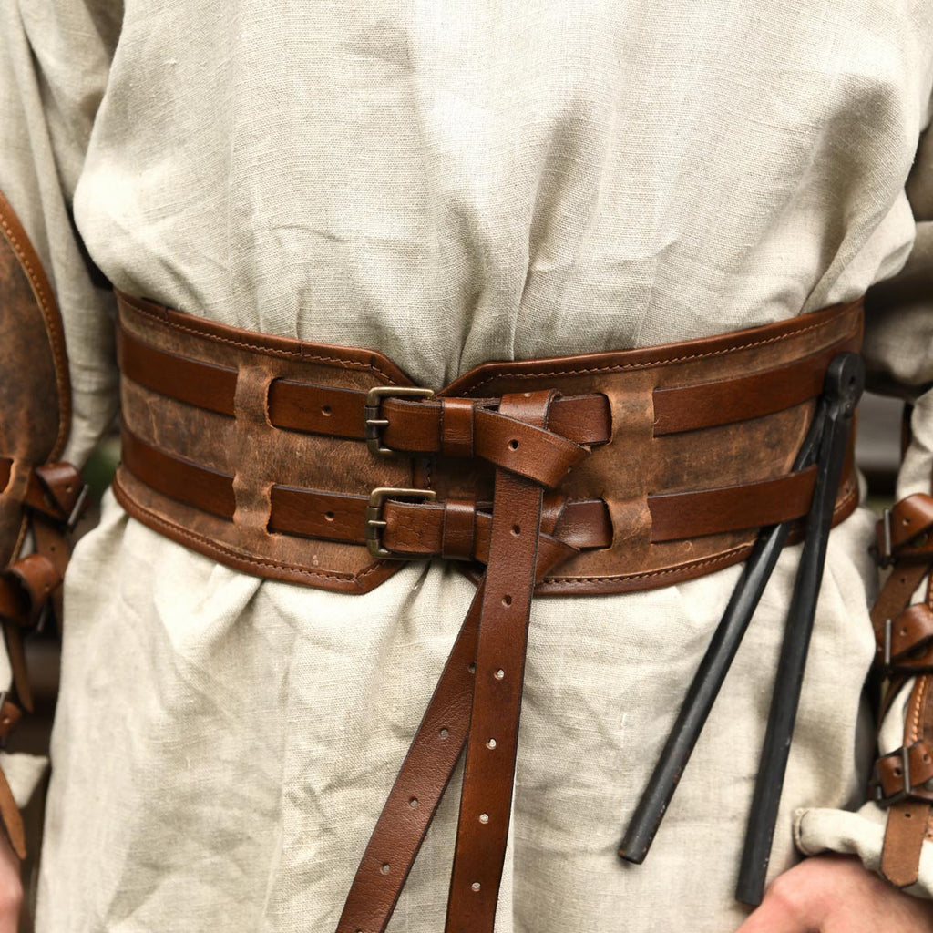 Mittelalter Doppelledergürtel aus Fettleder braun