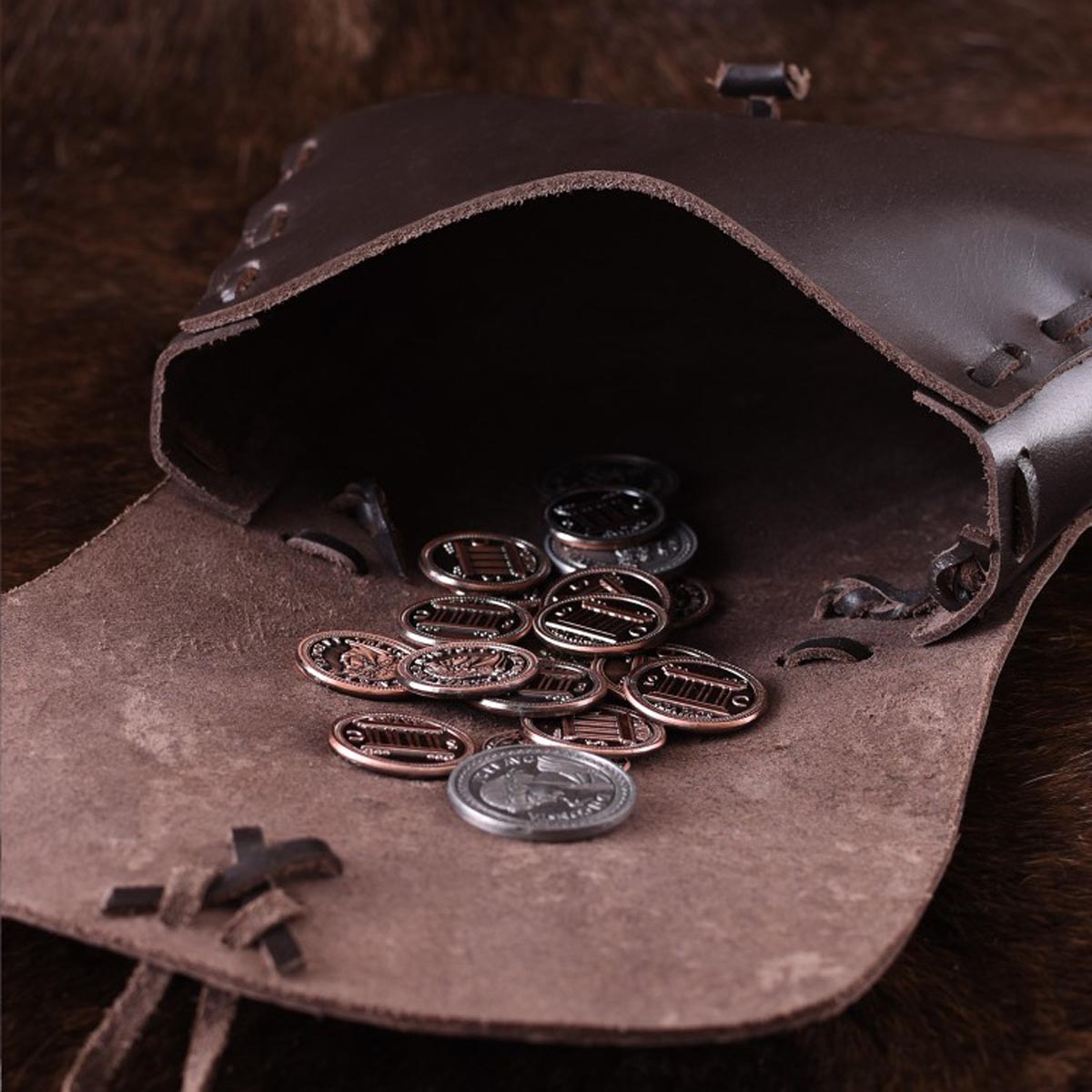 Mittelalter Gürteltasche mit Lederknopf aus Leder