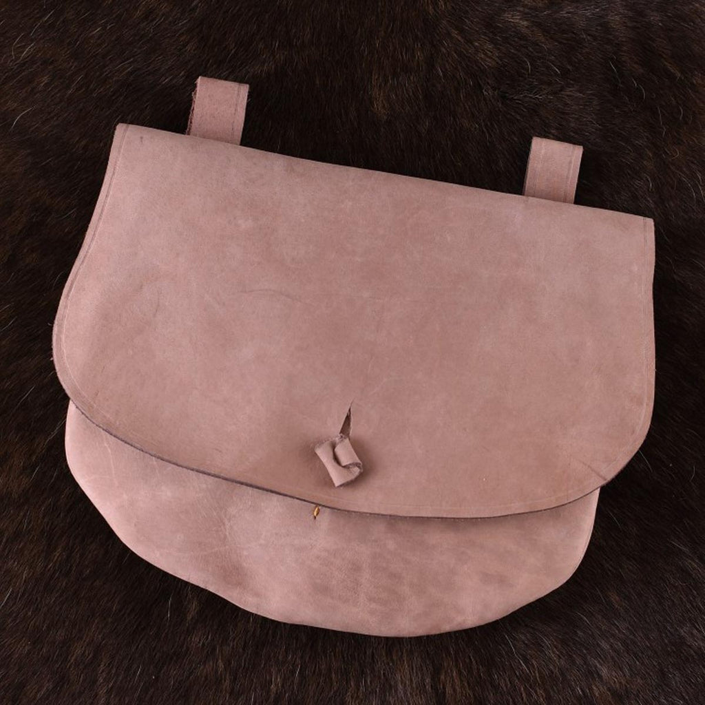 Medieval semicircular leather belt bag for reenactment