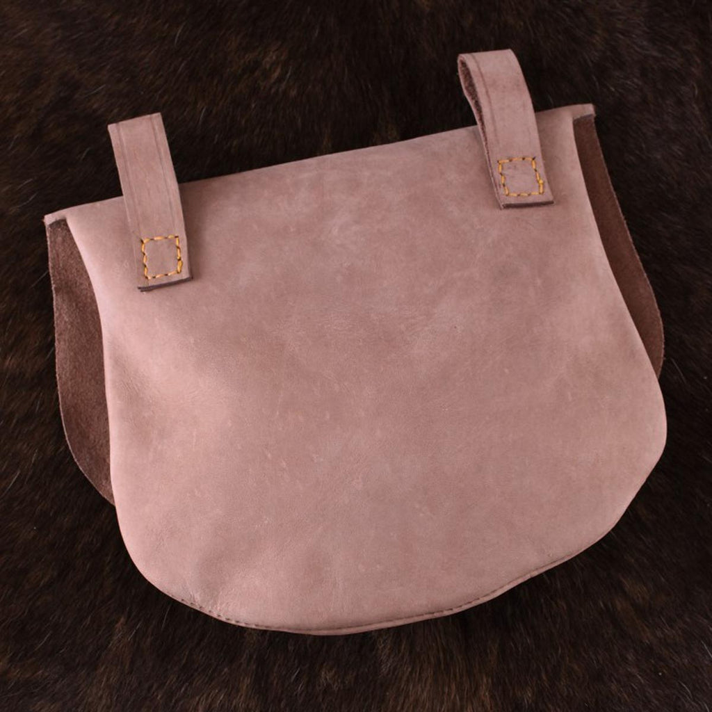 Medieval semicircular leather belt bag for reenactment