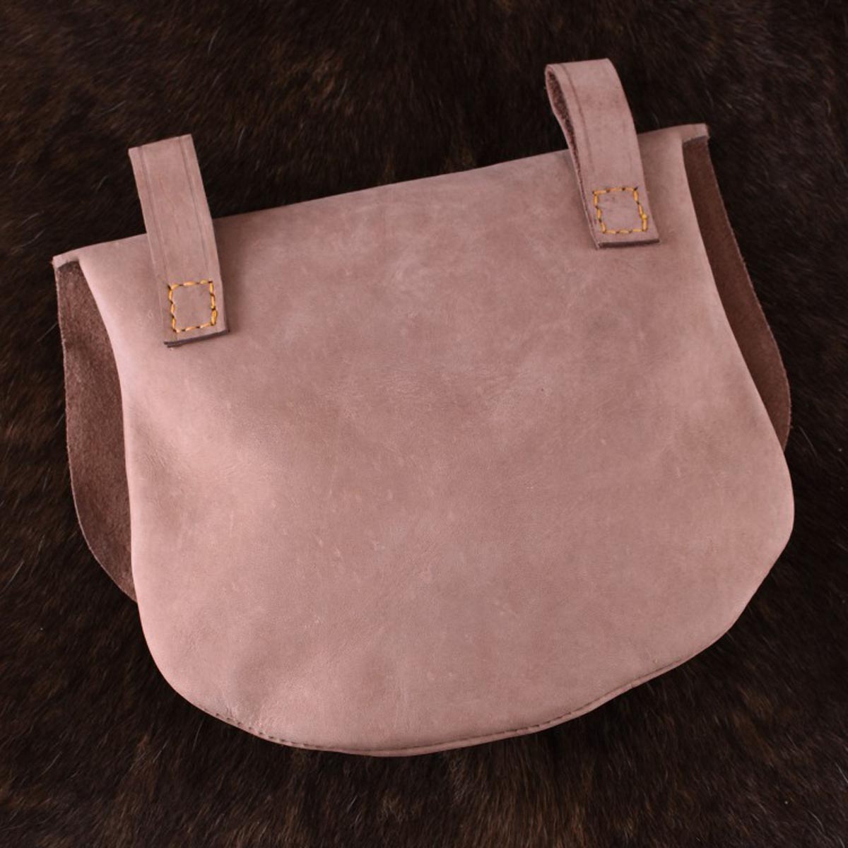 Mittelalter Gürteltasche halbrund aus Leder für Reenactment