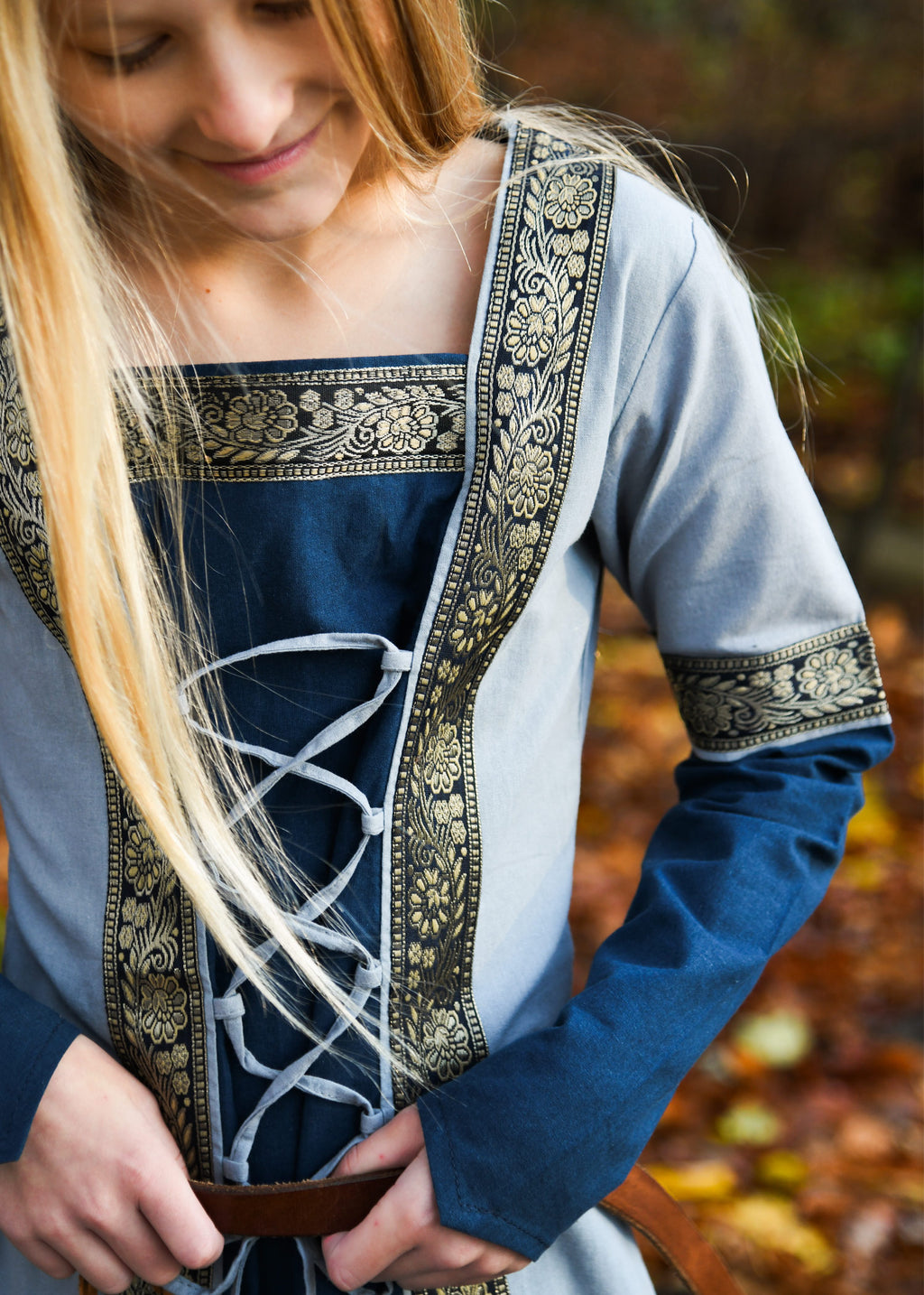 Mittelalter Kinderkleid blau/blaugrau