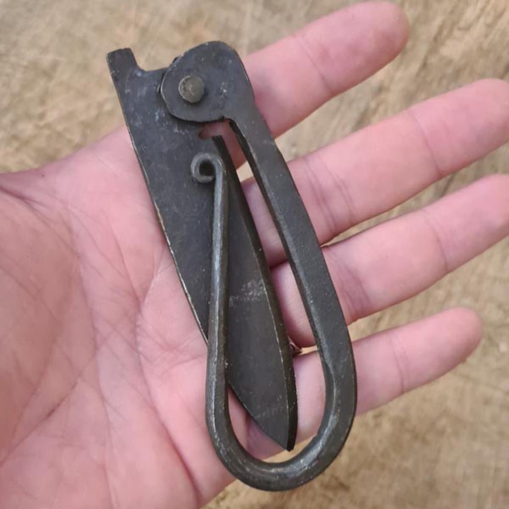 Medieval Folding Knife with Leather Sheath - Hand-forged