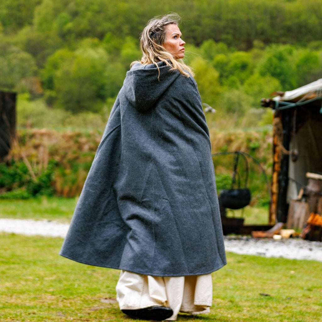 Medieval Short Wool Cloak with Short Hood