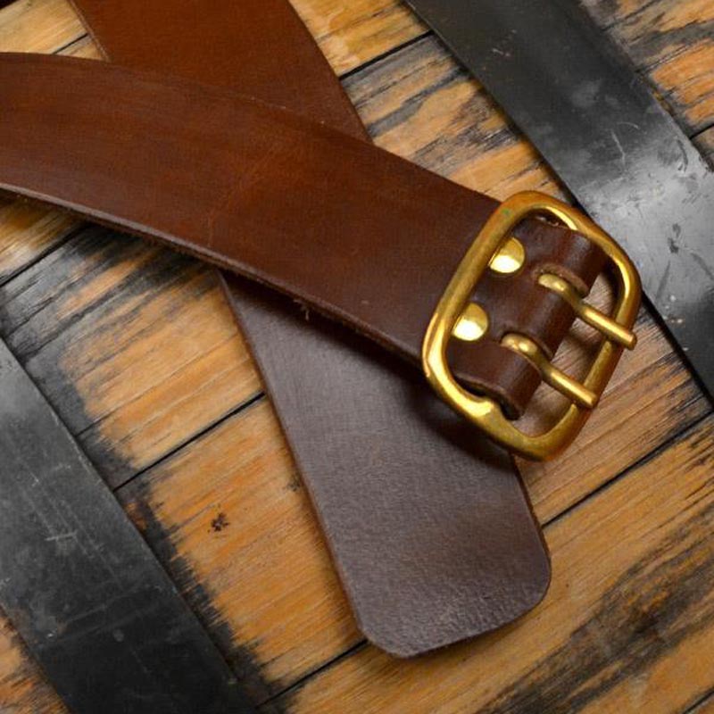 Medieval Leather Belt with Brass Buckle Brown
