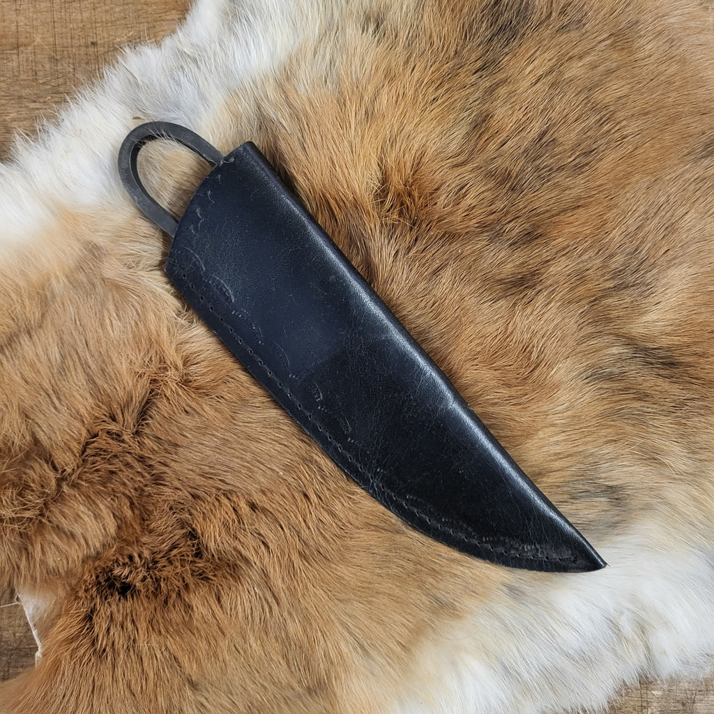 Medieval Knife with Clip Point Blade and Leather Sheath - Hand-forged