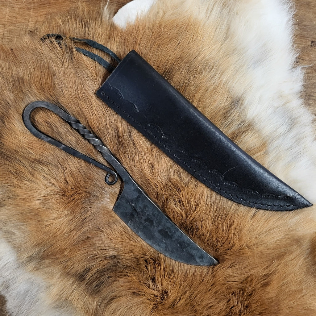 Medieval Knife with Leather Sheath - hand-forged