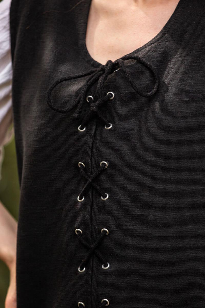 Medieval Bodice Vest with Lacing, Black