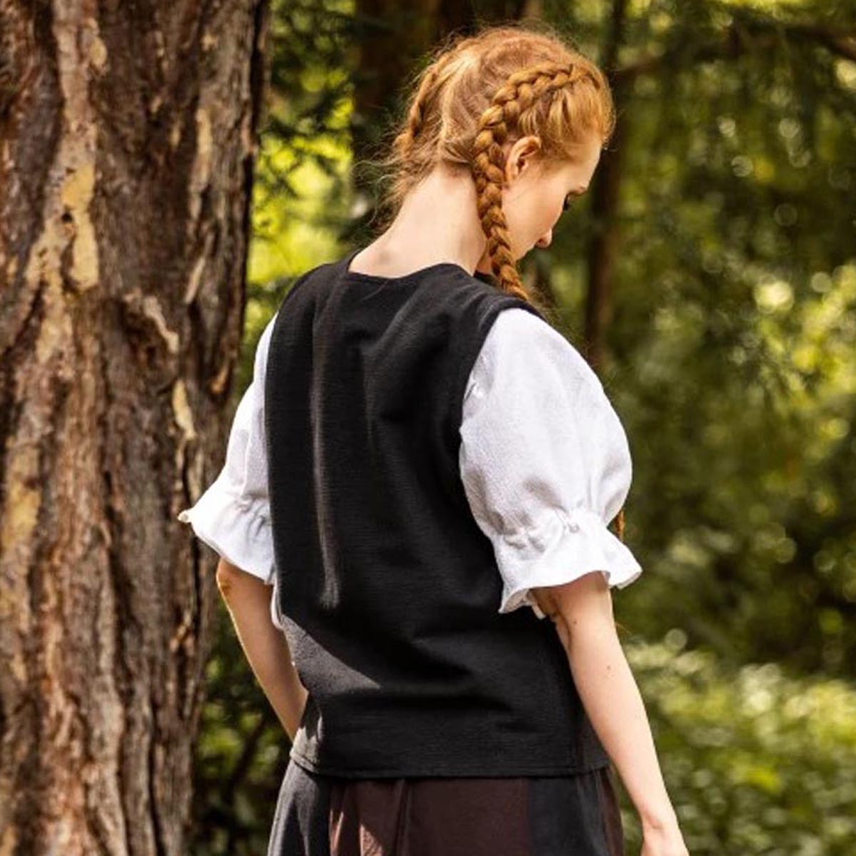 Medieval Bodice Vest with Lacing, Black