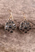Mittelalter Ohrringe Blume mit Onyx aus Bronze