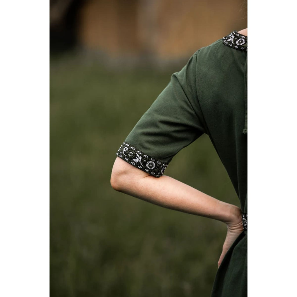 Mittelalter Sommerkleid mit Bordüre kurzarm