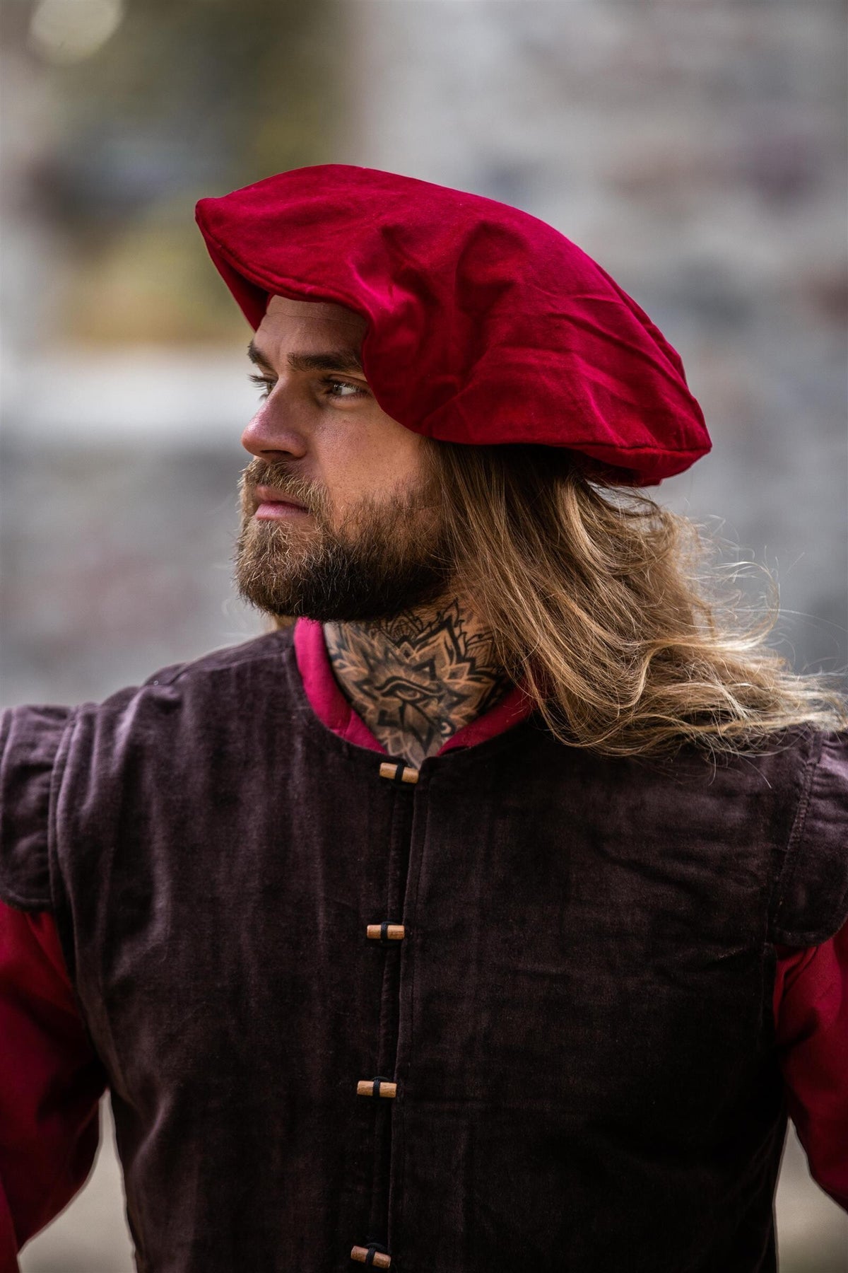Medieval Beret Nobleman made of Cotton Velvet