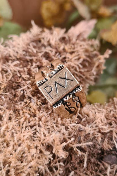 Medieval Finger Ring PAX in Bronze - Replica