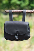 Medieval Leather Belt Pouch with Leather Button