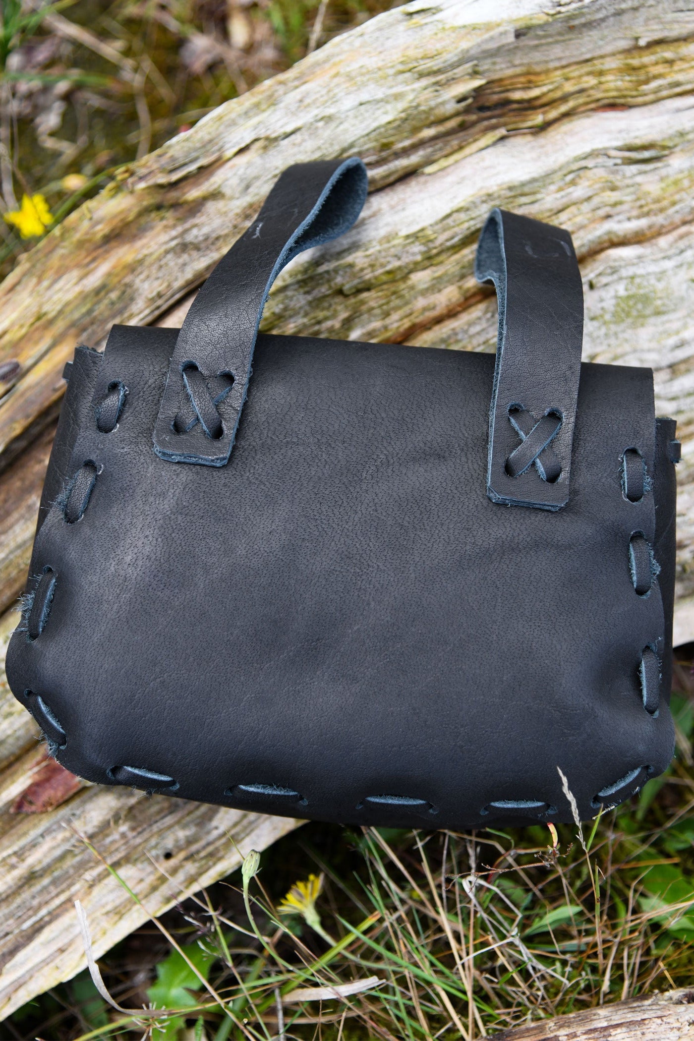 Medieval Leather Belt Pouch with Leather Button