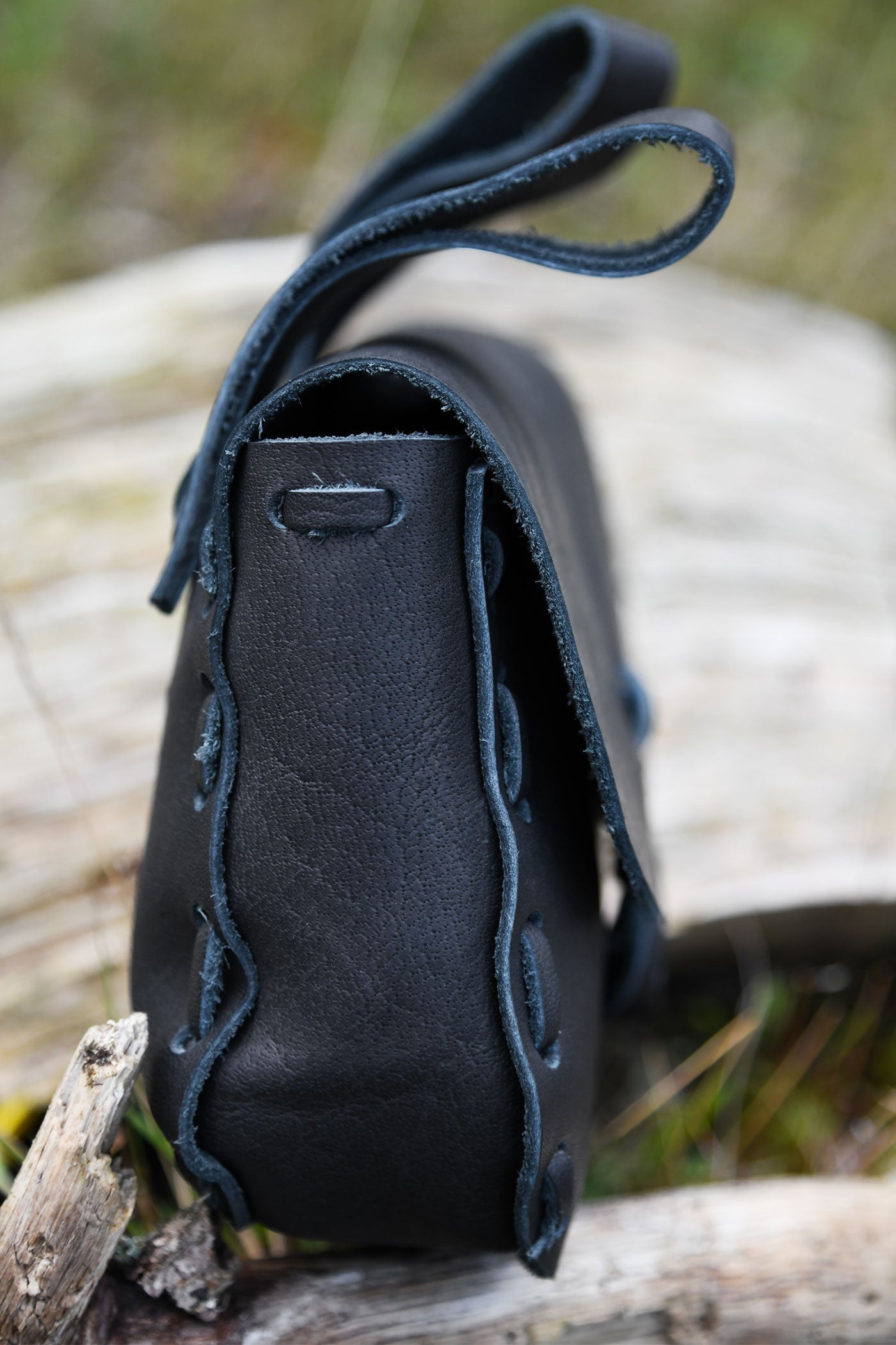 Medieval Leather Belt Pouch with Leather Button