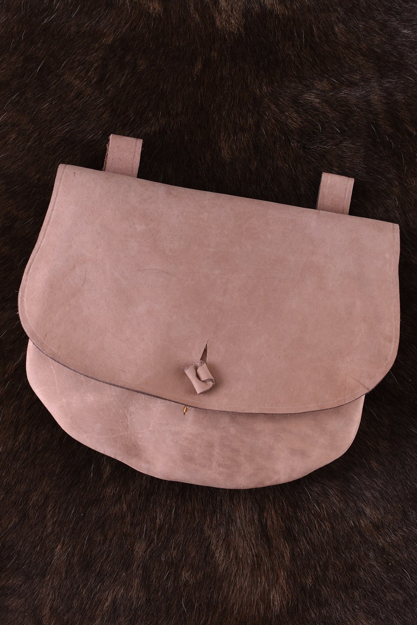 Medieval semicircular leather belt bag for reenactment