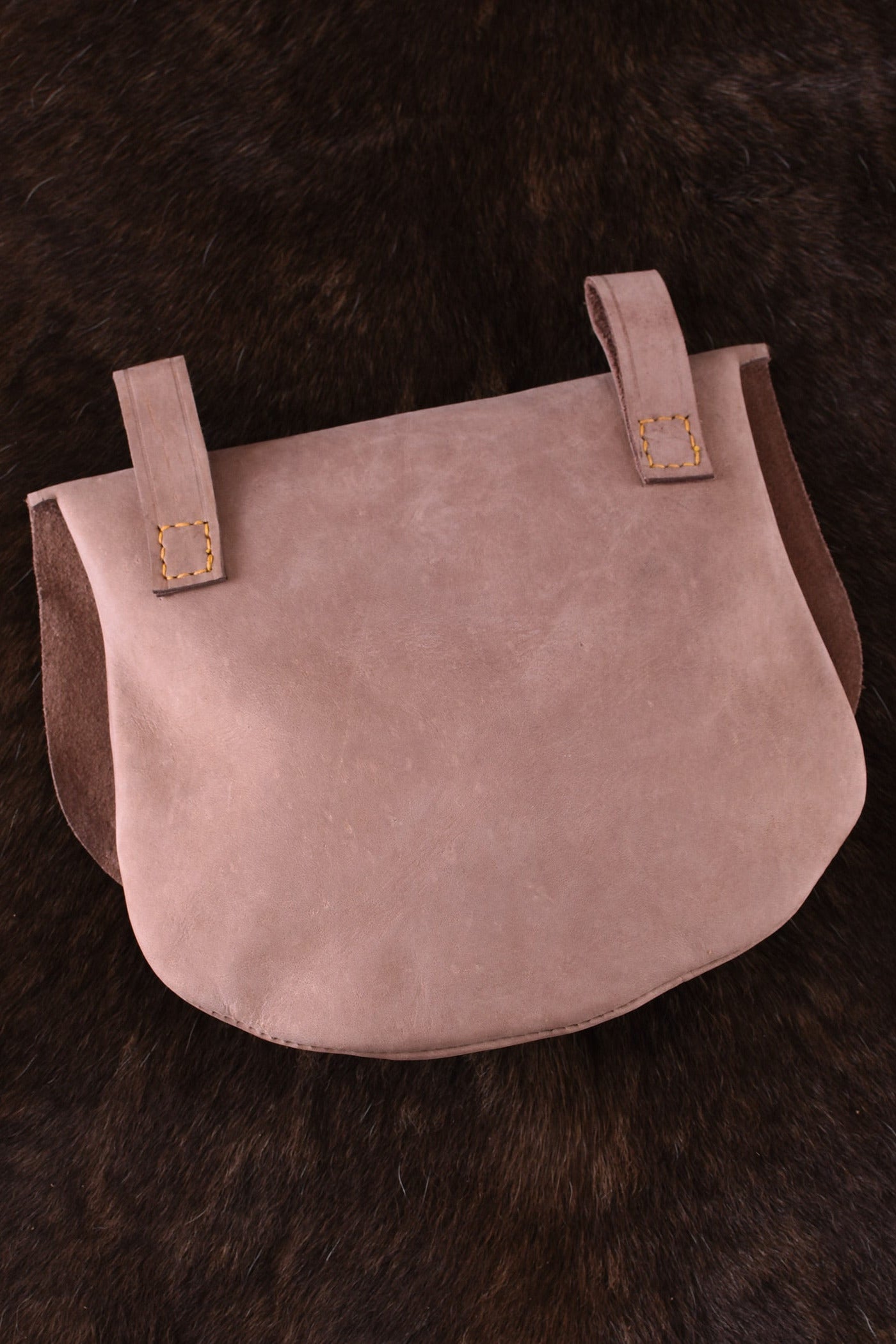 Medieval semicircular leather belt bag for reenactment